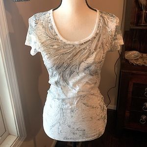 Miss Me white top with silver sequins ✨
